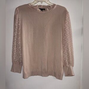 💕 Adrianna Papell Beige Sheer Sleeve Knit Top